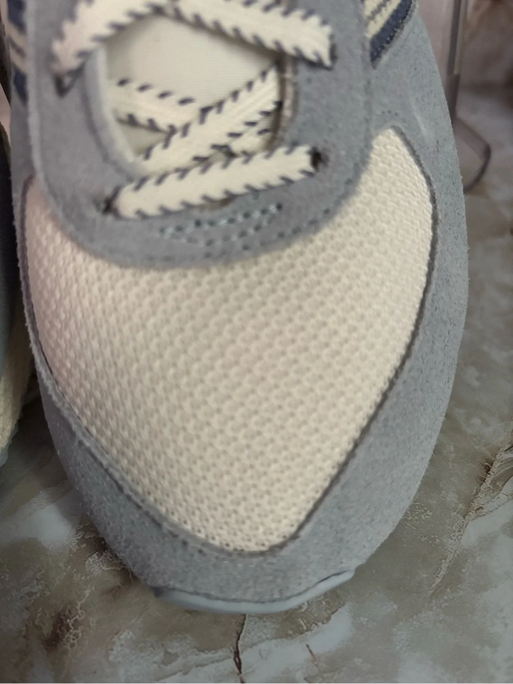 adidas Originals Light Gray and Cream Retro Runner Sneakers